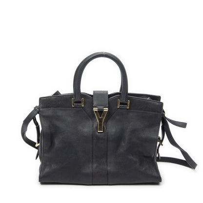 Saint Laurent Mini Cabas Ch Yc Navy Calfskin Leather Shoulder Bag