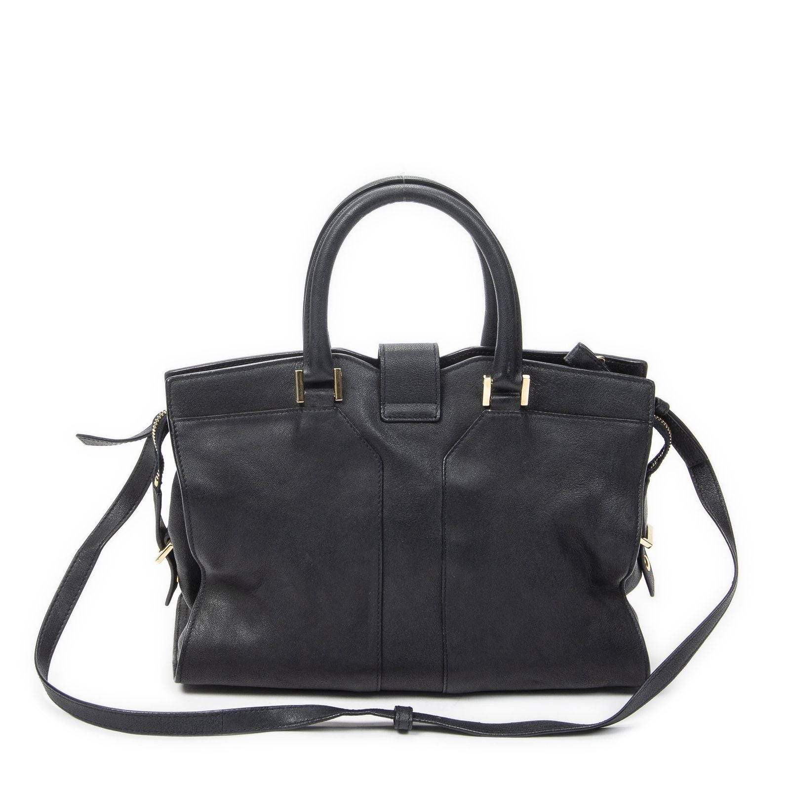 Saint Laurent Mini Cabas Ch Yc Navy Calfskin Leather Shoulder Bag — view 5