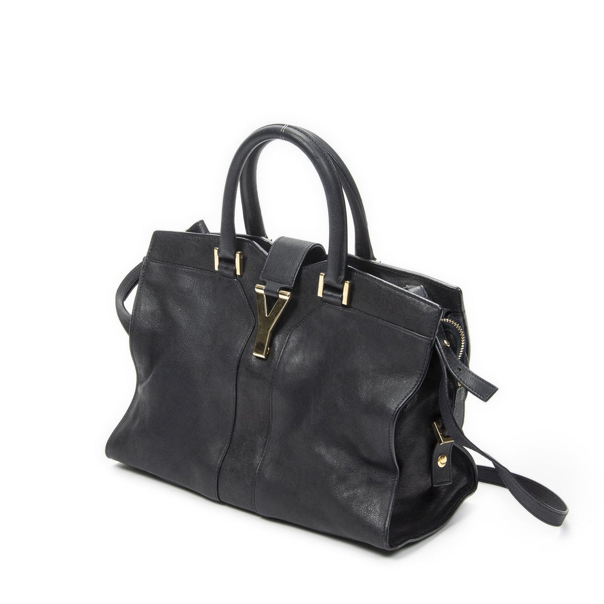 Saint Laurent Mini Cabas Ch Yc Navy Calfskin Leather Shoulder Bag — view 2