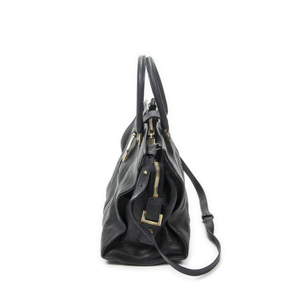 Saint Laurent Mini Cabas Ch Yc Navy Calfskin Leather Shoulder Bag — view 3