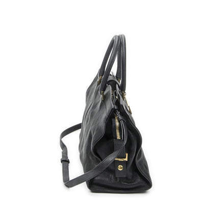 Saint Laurent Mini Cabas Ch Yc Navy Calfskin Leather Shoulder Bag — view 4