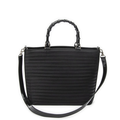 Gucci Medium Bamboo Bar Tote Black Matelasse Nylon Canvas — view 5