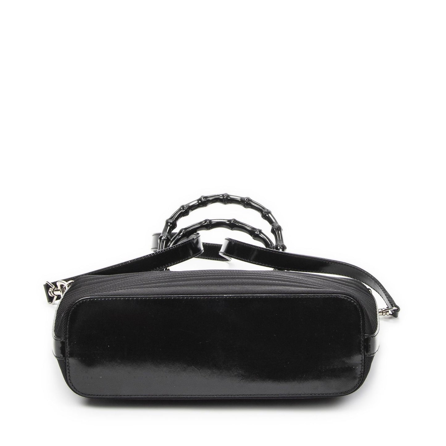 Gucci Medium Bamboo Bar Tote Black Matelasse Nylon Canvas — view 6