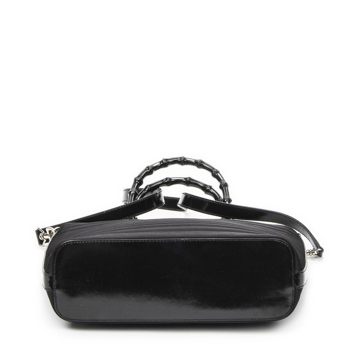 Gucci Medium Bamboo Bar Tote Black Matelasse Nylon Canvas — view 6