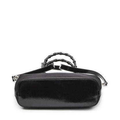 Gucci Medium Bamboo Bar Tote Black Matelasse Nylon Canvas — view 6