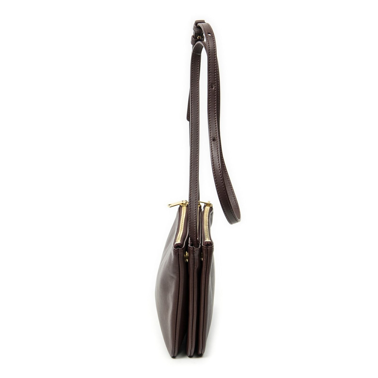 Celine Small Trio Crossbody Burgundy Calfskin Leather — view 3