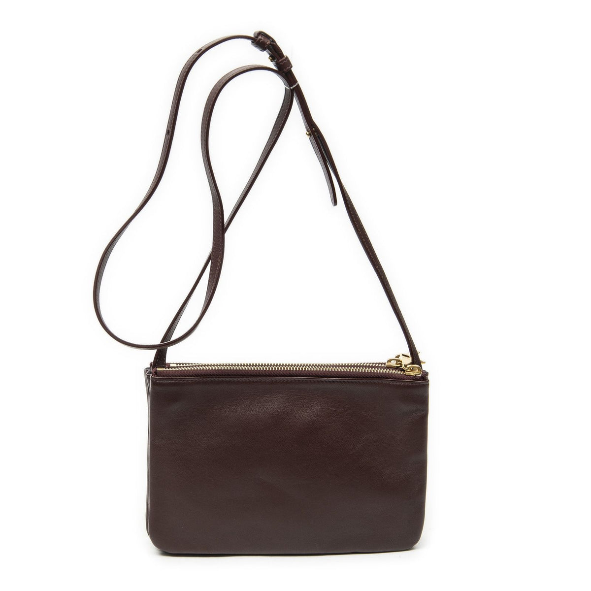 Celine Small Trio Crossbody Burgundy Calfskin Leather — view 5