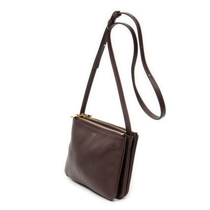 Celine Small Trio Crossbody Burgundy Calfskin Leather — view 2