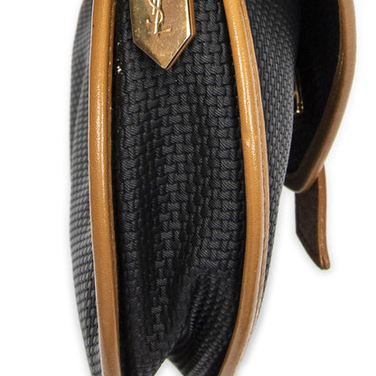 Saint Laurent Vintage Flap Bag Crossbody Black Tang Gogh Canvas — view 7