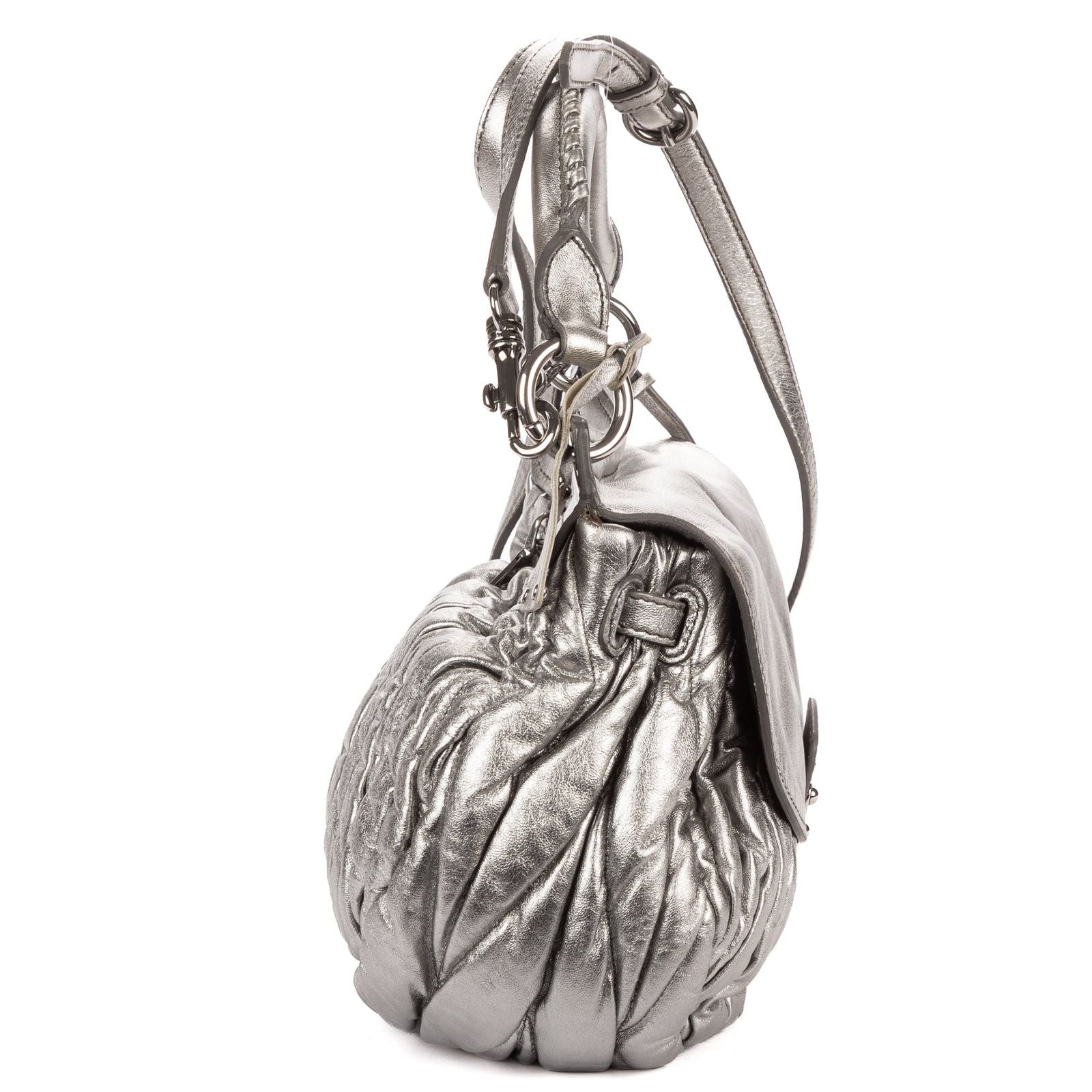 Miu Miu Hobo Crossbody Metallic Gray Matelase Calfskin — view 4