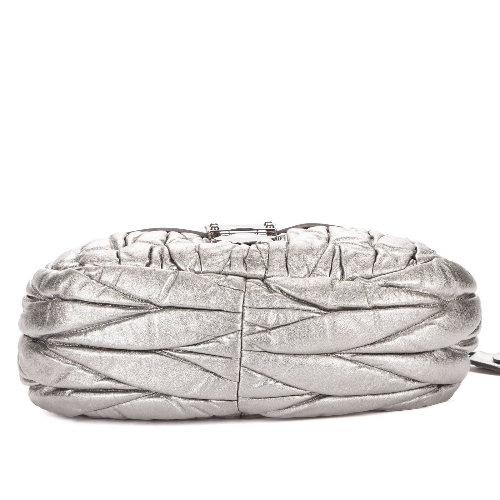 Miu Miu Hobo Crossbody Metallic Gray Matelase Calfskin — view 6