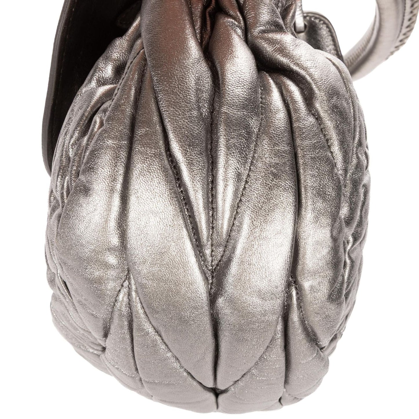 Miu Miu Hobo Crossbody Metallic Gray Matelase Calfskin — view 7
