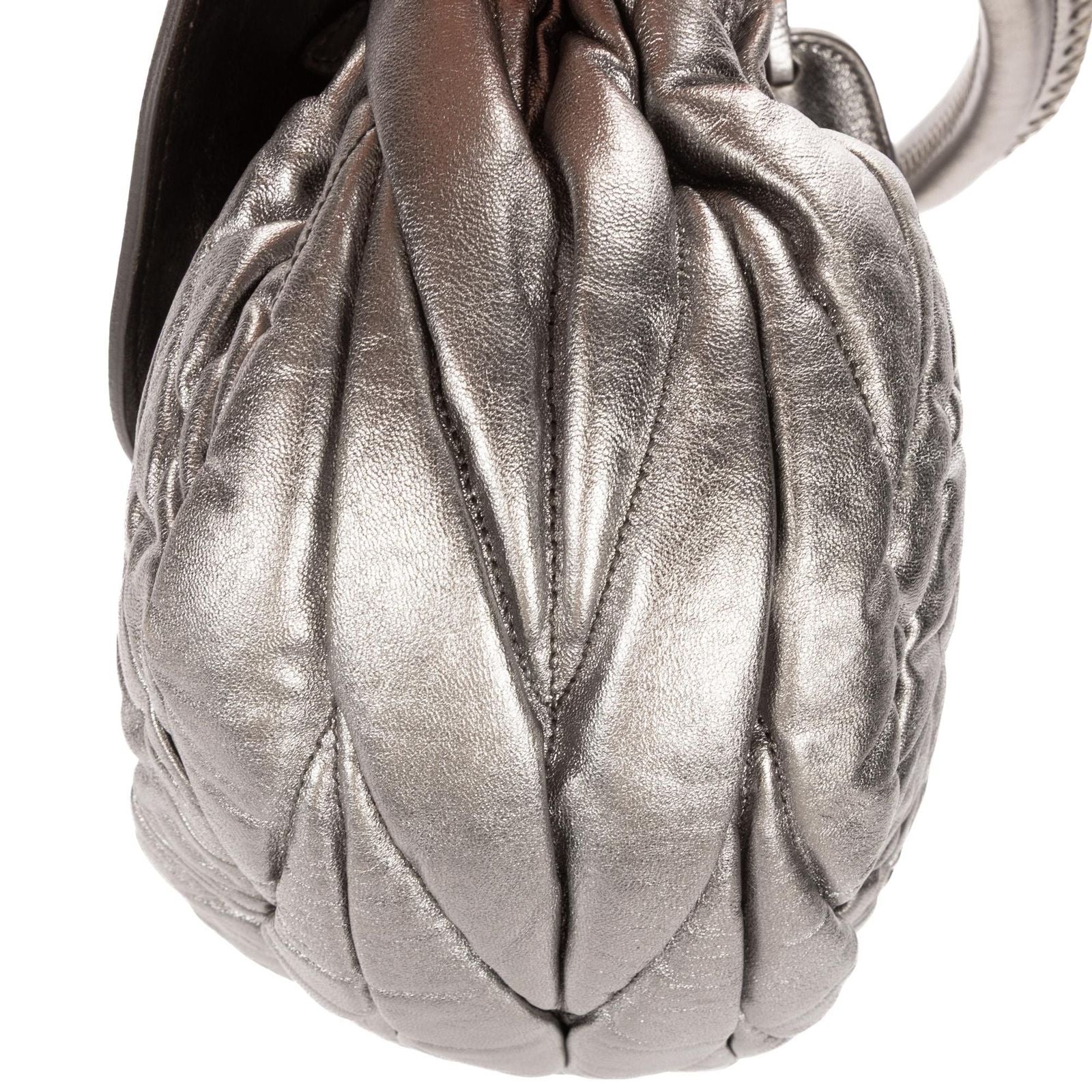 Miu Miu Hobo Crossbody Metallic Gray Matelase Calfskin — view 7