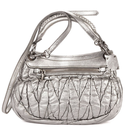Miu Miu Hobo Crossbody Metallic Gray Matelase Calfskin — view 5