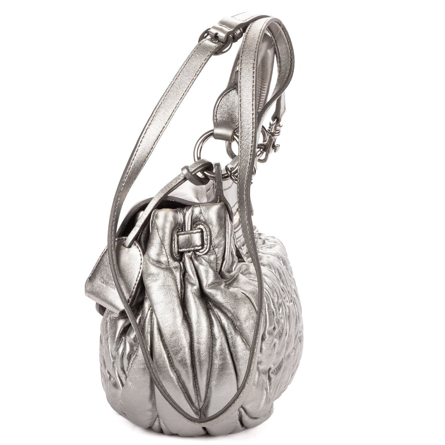 Miu Miu Hobo Crossbody Metallic Gray Matelase Calfskin — view 3
