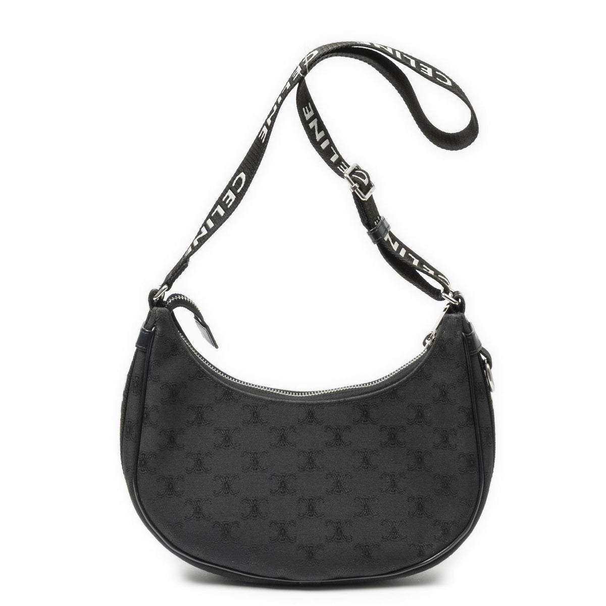 Celine Ava Trekking Black Striped Canvas Shoulder Bag — view 5