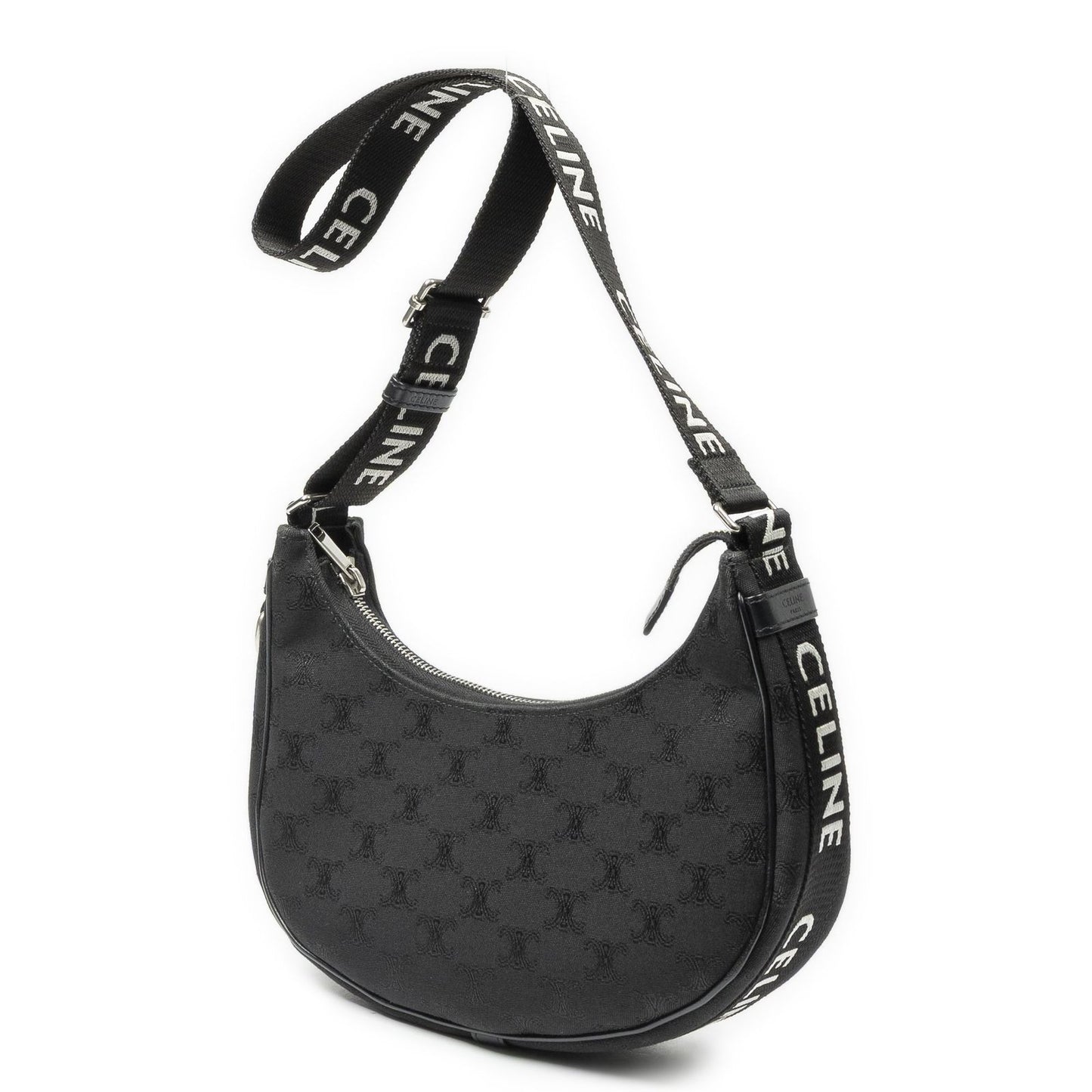 Celine Ava Trekking Black Striped Canvas Shoulder Bag — view 2