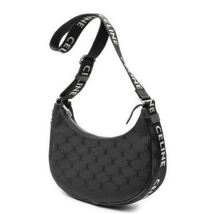 Celine Ava Trekking Black Striped Canvas Shoulder Bag — view 2