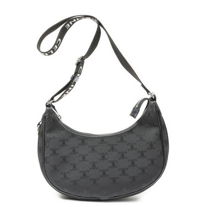 Celine Ava Trekking Black Striped Canvas Shoulder Bag