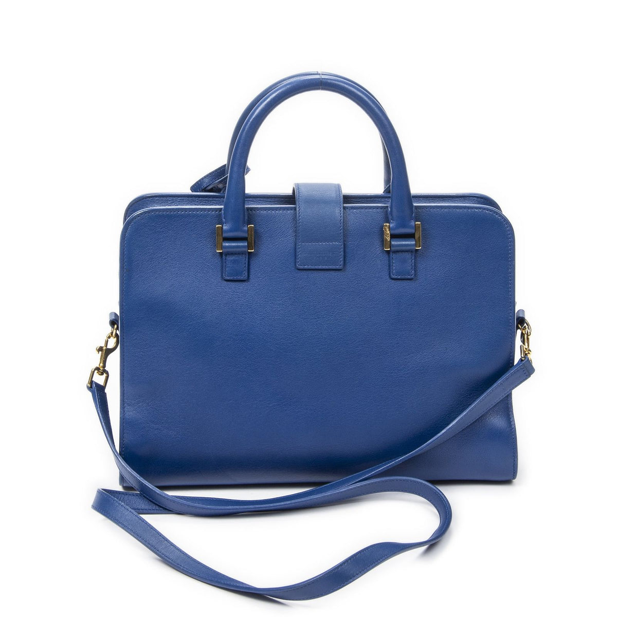 Saint Laurent Medium Monogram Cabas Blue Smooth Leather Shoulder Bag — view 5