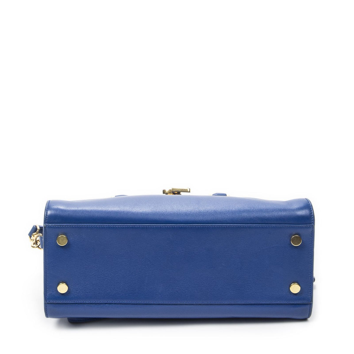 Saint Laurent Medium Monogram Cabas Blue Smooth Leather Shoulder Bag — view 6