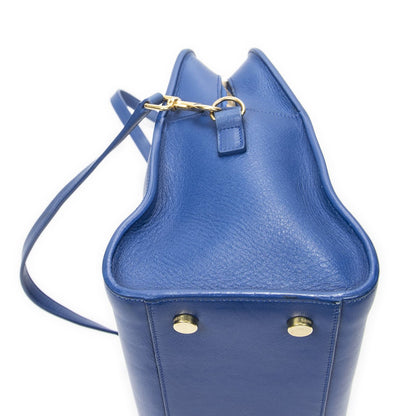 Saint Laurent Medium Monogram Cabas Blue Smooth Leather Shoulder Bag — view 7