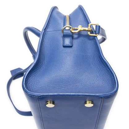 Saint Laurent Medium Monogram Cabas Blue Smooth Leather Shoulder Bag — view 8