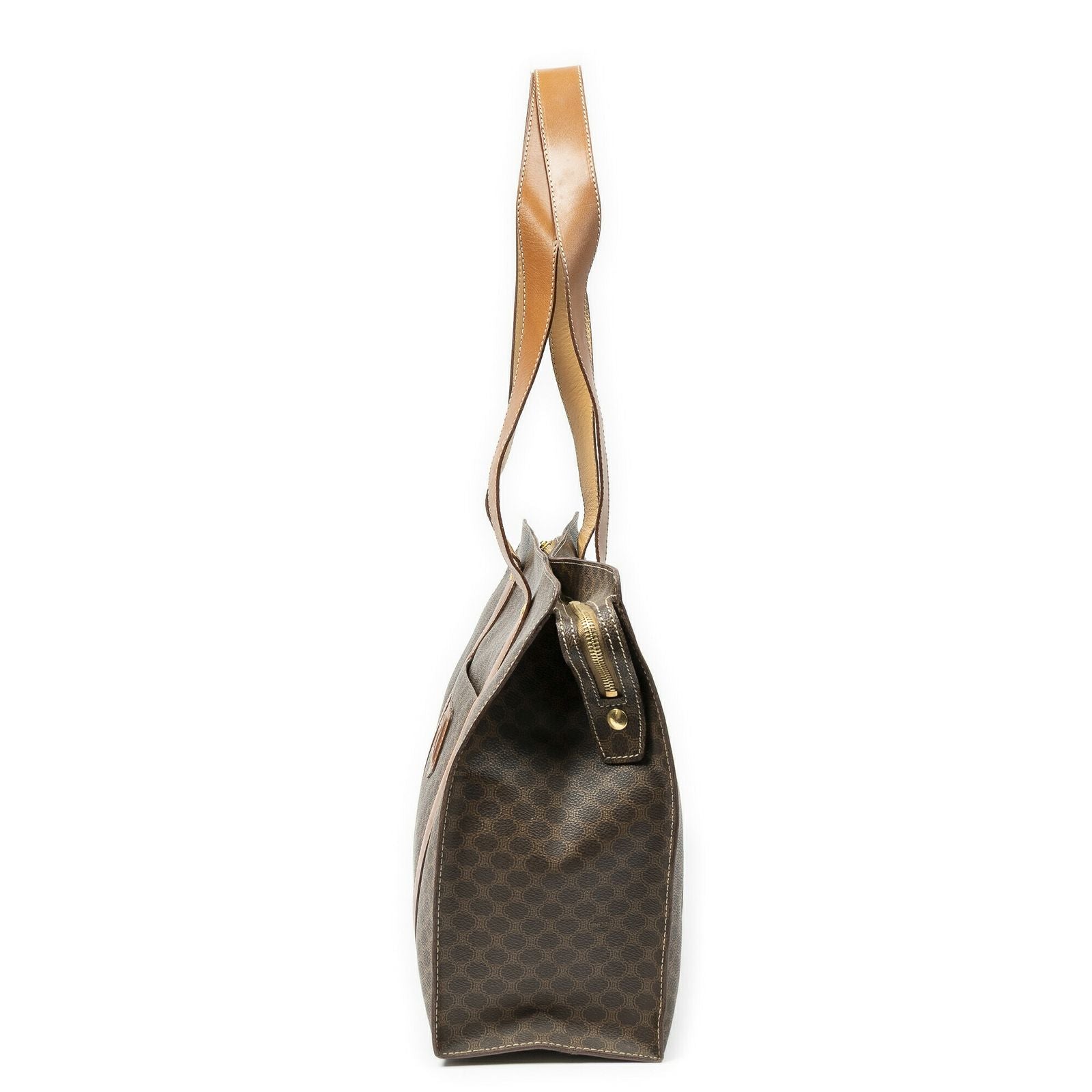 Celine Zip Shopping Tote Brown Beige Macadam Canvas — view 3