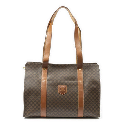 Celine Zip Shopping Tote Brown Beige Macadam Canvas