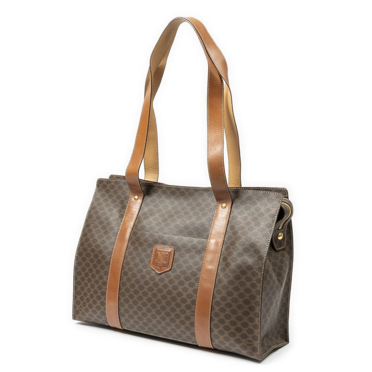 Celine Zip Shopping Tote Brown Beige Macadam Canvas — view 2