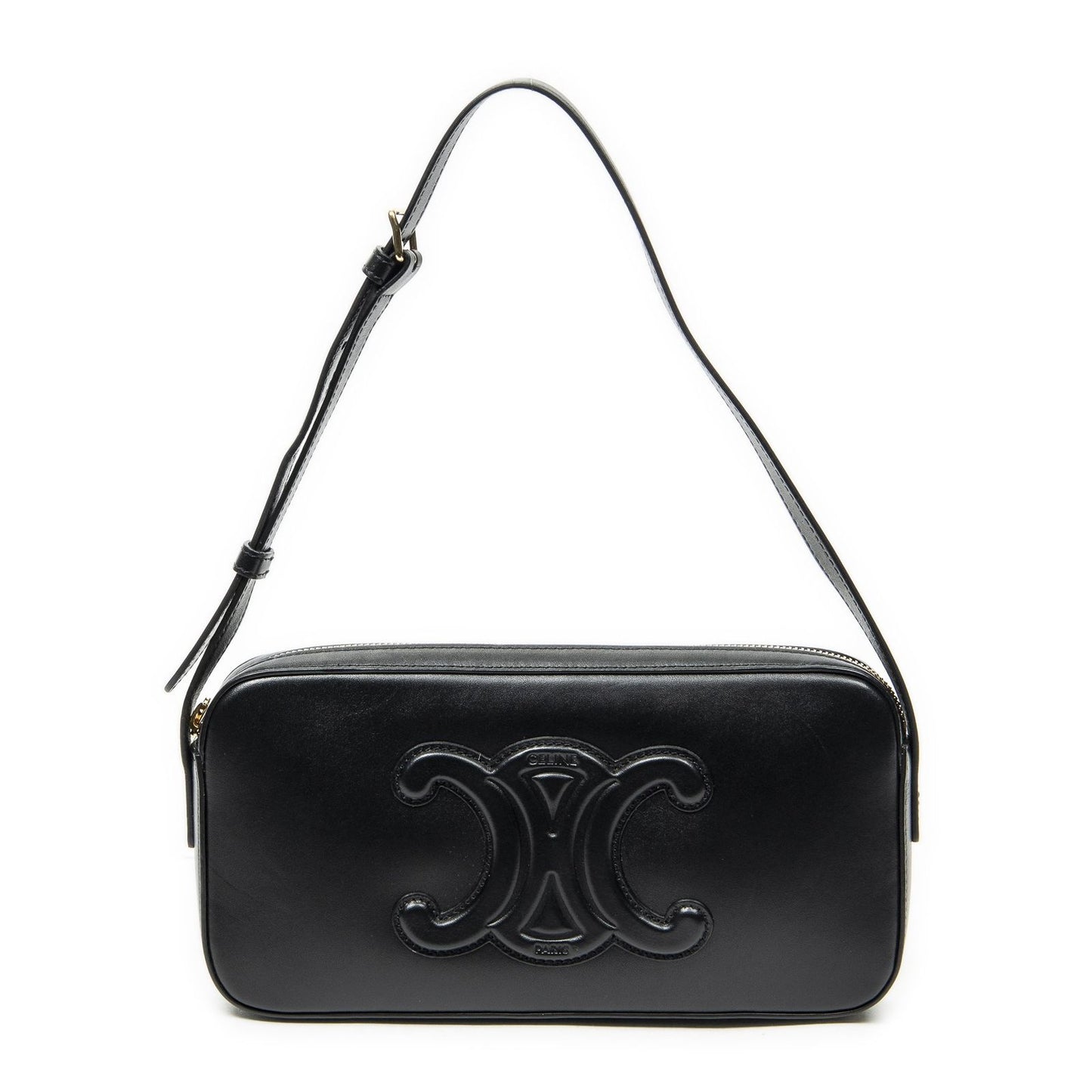 Celine Cuir Triomphe Mini Camera Bag Black Calfskin Leather