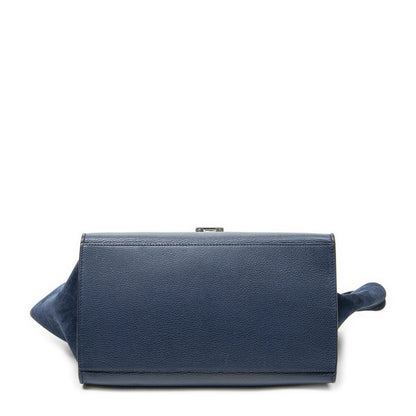 Celine Medium Trapeze Blue Grain Calfskin Leather Handbag — view 6