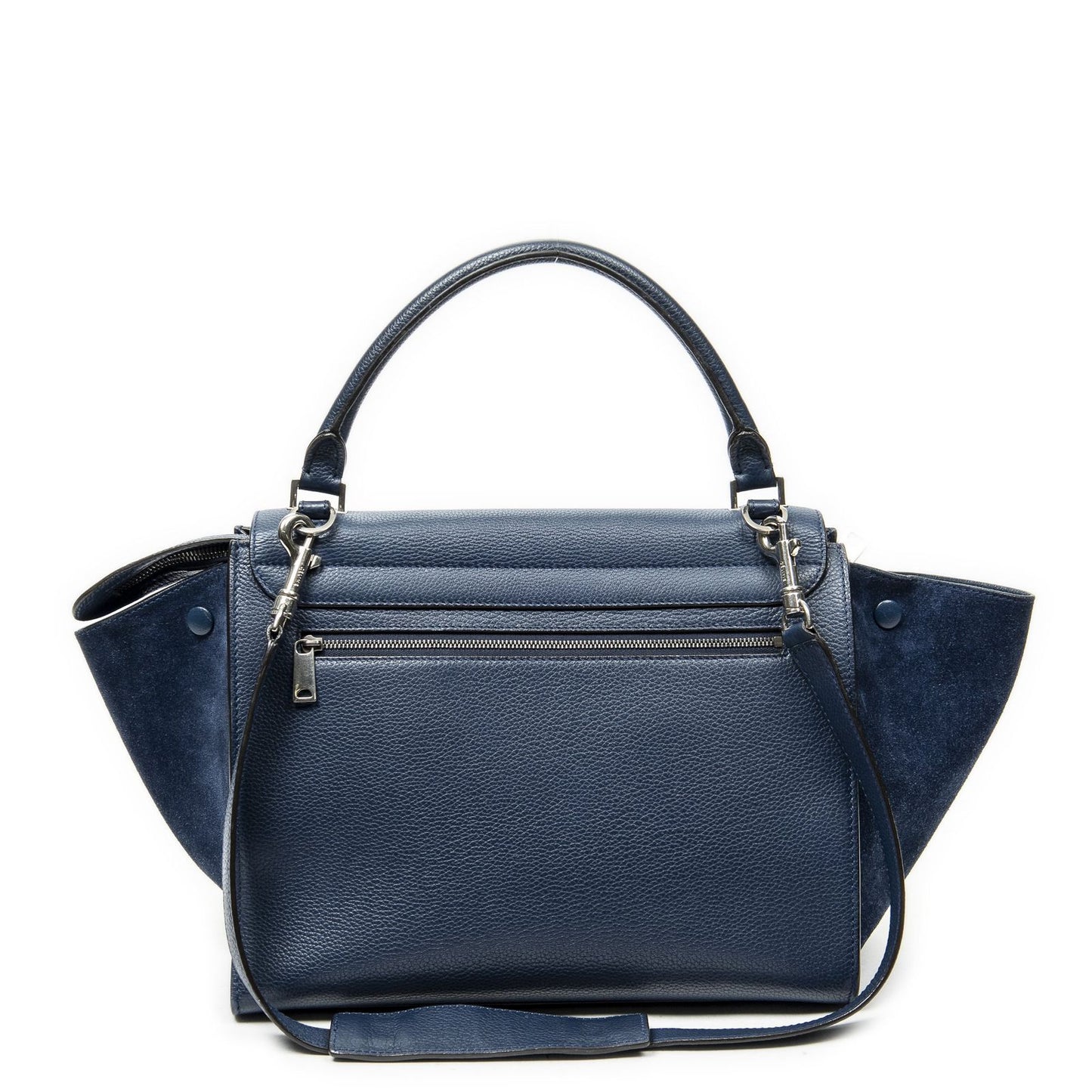 Celine Medium Trapeze Blue Grain Calfskin Leather Handbag — view 5