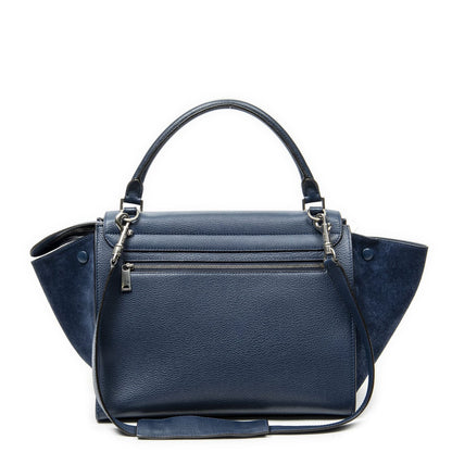 Celine Medium Trapeze Blue Grain Calfskin Leather Handbag — view 5