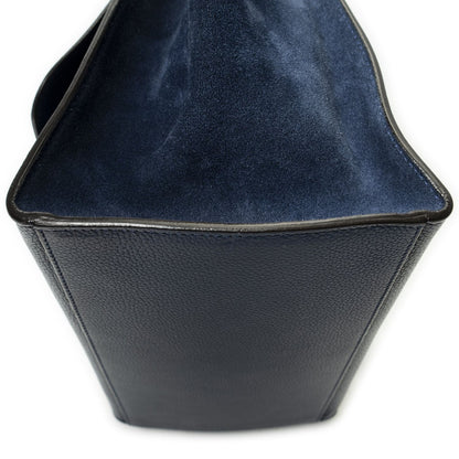 Celine Medium Trapeze Blue Grain Calfskin Leather Handbag — view 8