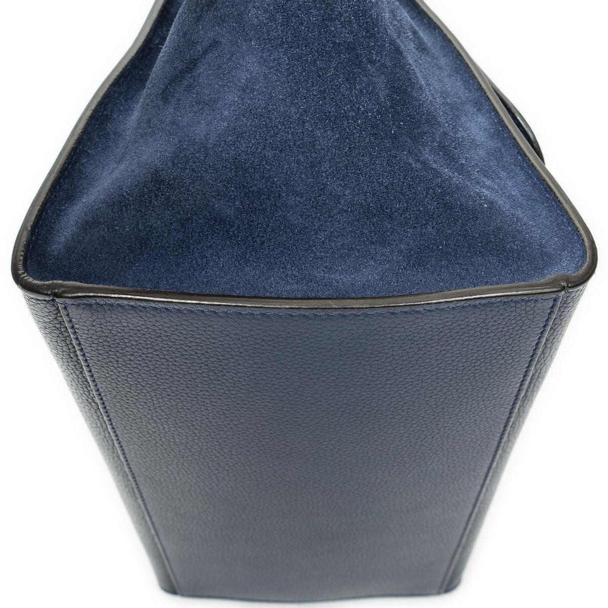 Celine Medium Trapeze Blue Grain Calfskin Leather Handbag — view 7