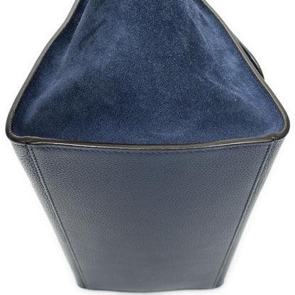 Celine Medium Trapeze Blue Grain Calfskin Leather Handbag — view 7