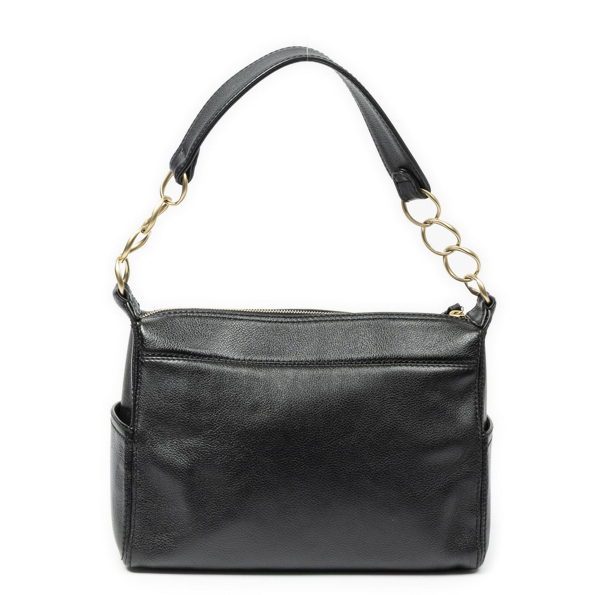 Chanel Vintage CC Chain Hobo Black Grain Calfskin Leather — view 5