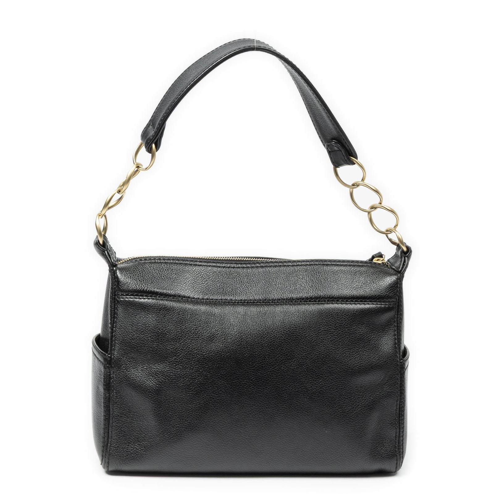 Chanel Vintage CC Chain Hobo Black Grain Calfskin Leather — view 5