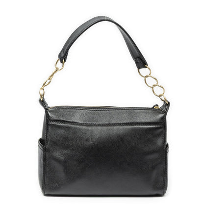 Chanel Vintage CC Chain Hobo Black Grain Calfskin Leather — view 5