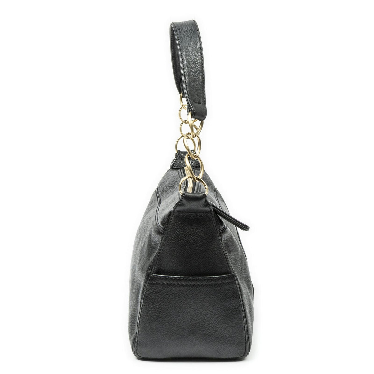 Chanel Vintage CC Chain Hobo Black Grain Calfskin Leather — view 4