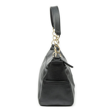 Chanel Vintage CC Chain Hobo Black Grain Calfskin Leather — view 4