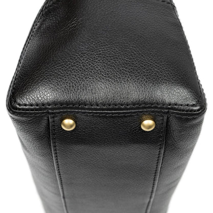 Chanel Vintage CC Chain Hobo Black Grain Calfskin Leather — view 7