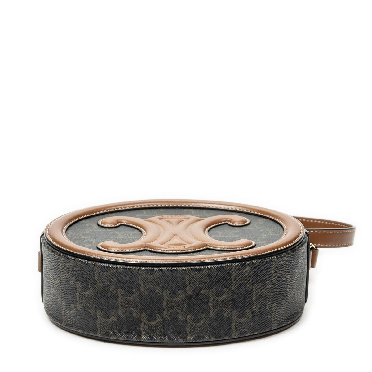 Celine Small Cuir Triomphe Oval Crossbody Brown Black Canvas — view 6