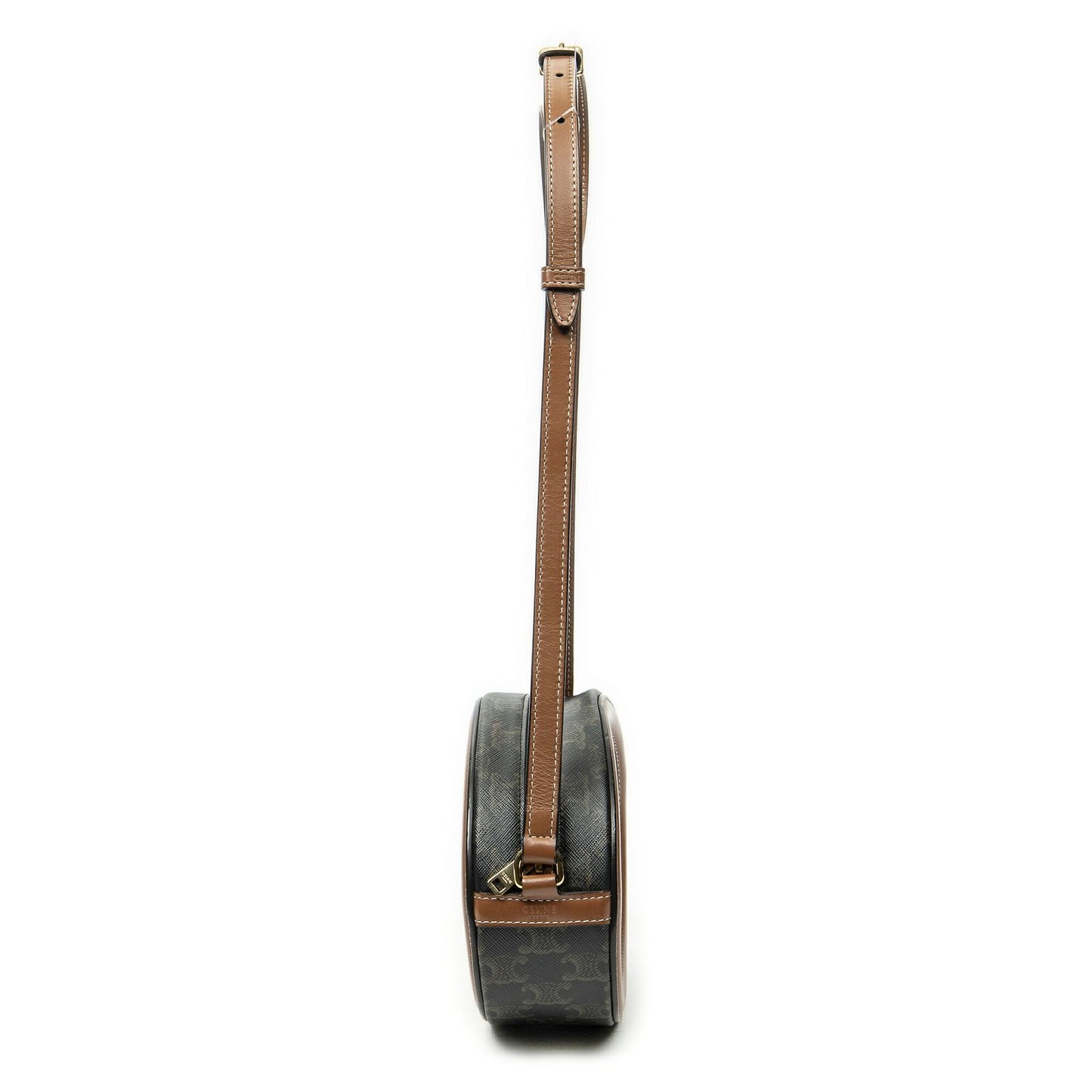 Celine Small Cuir Triomphe Oval Crossbody Brown Black Canvas — view 4