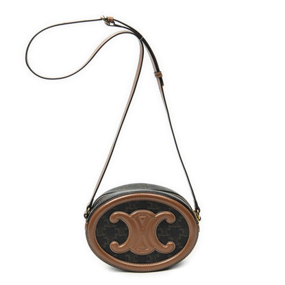 Celine Small Cuir Triomphe Oval Crossbody Brown Black Canvas — view 5