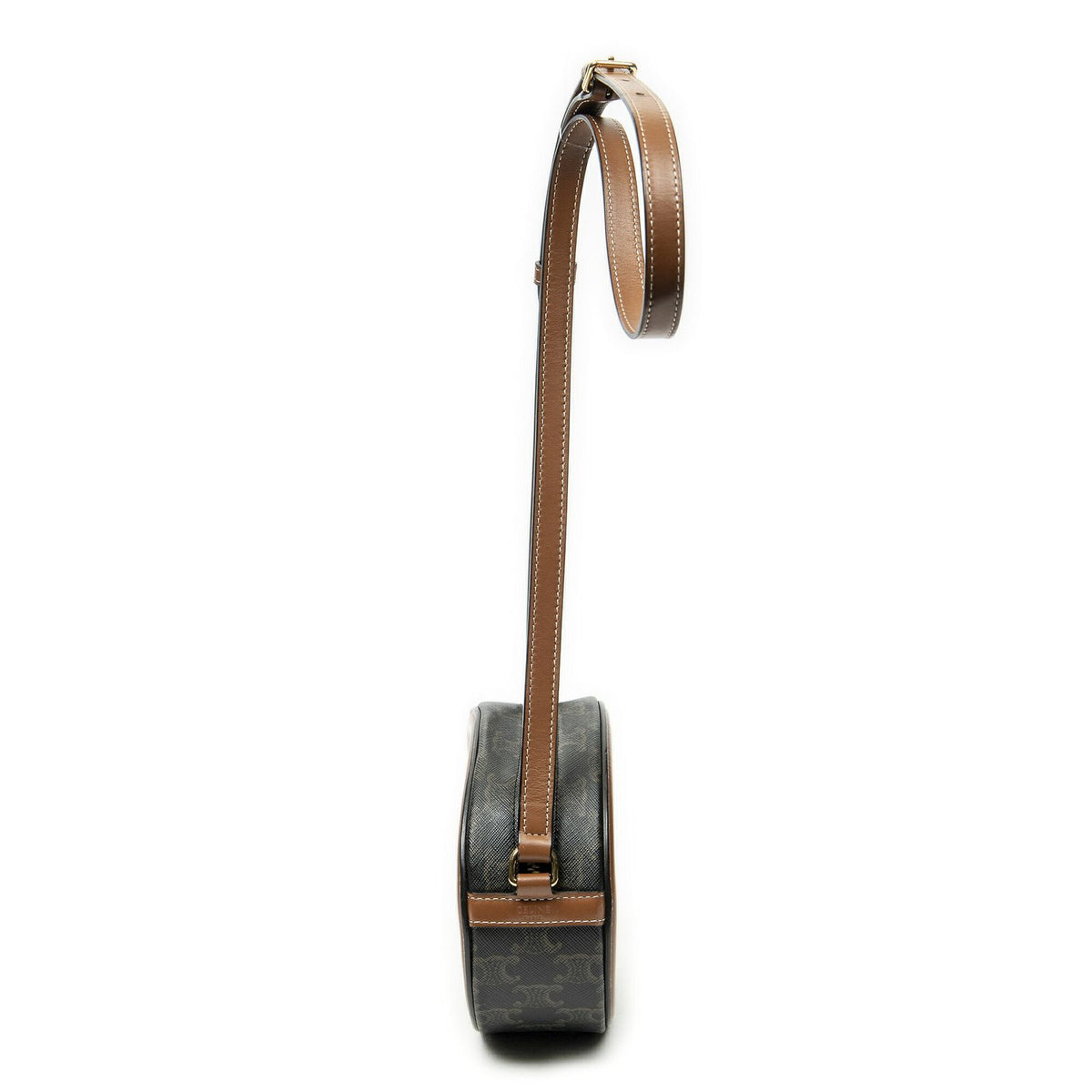 Celine Small Cuir Triomphe Oval Crossbody Brown Black Canvas — view 3