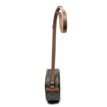 Celine Small Cuir Triomphe Oval Crossbody Brown Black Canvas — view 3