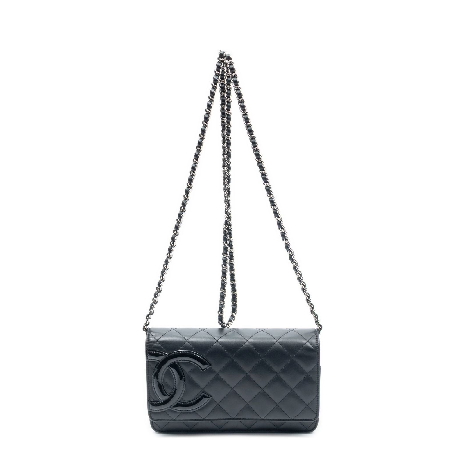 Chanel Cambon Line Chain Wallet Black Quilted Lambskin Leather Shoulder Bag