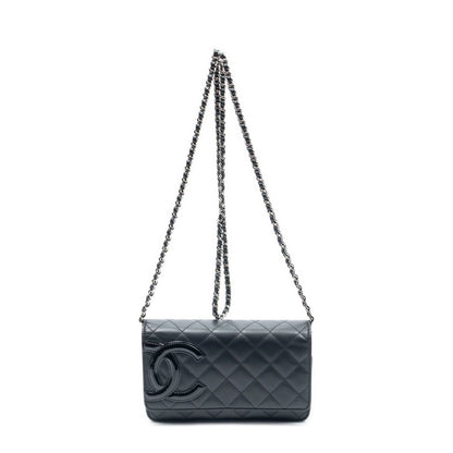 Chanel Cambon Line Chain Wallet Black Quilted Lambskin Leather Shoulder Bag